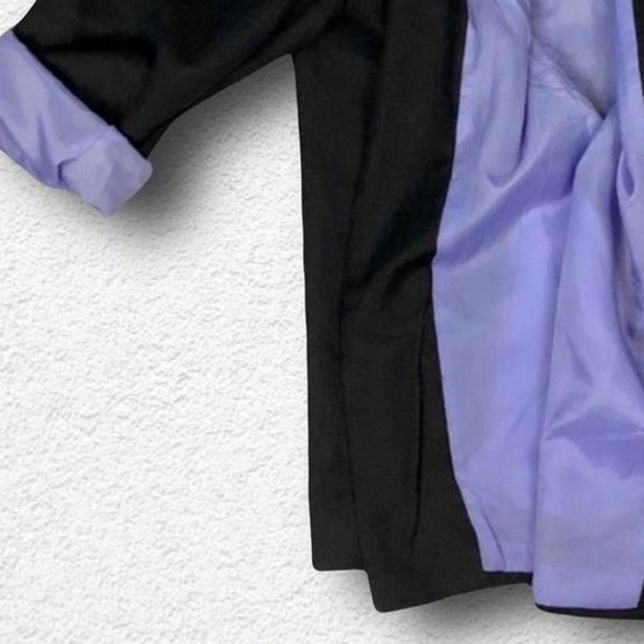 Vintage Bob Mackie Black Linen Jacket w/ Lavender Lining & Pockets (XL) - Picture 9 of 10